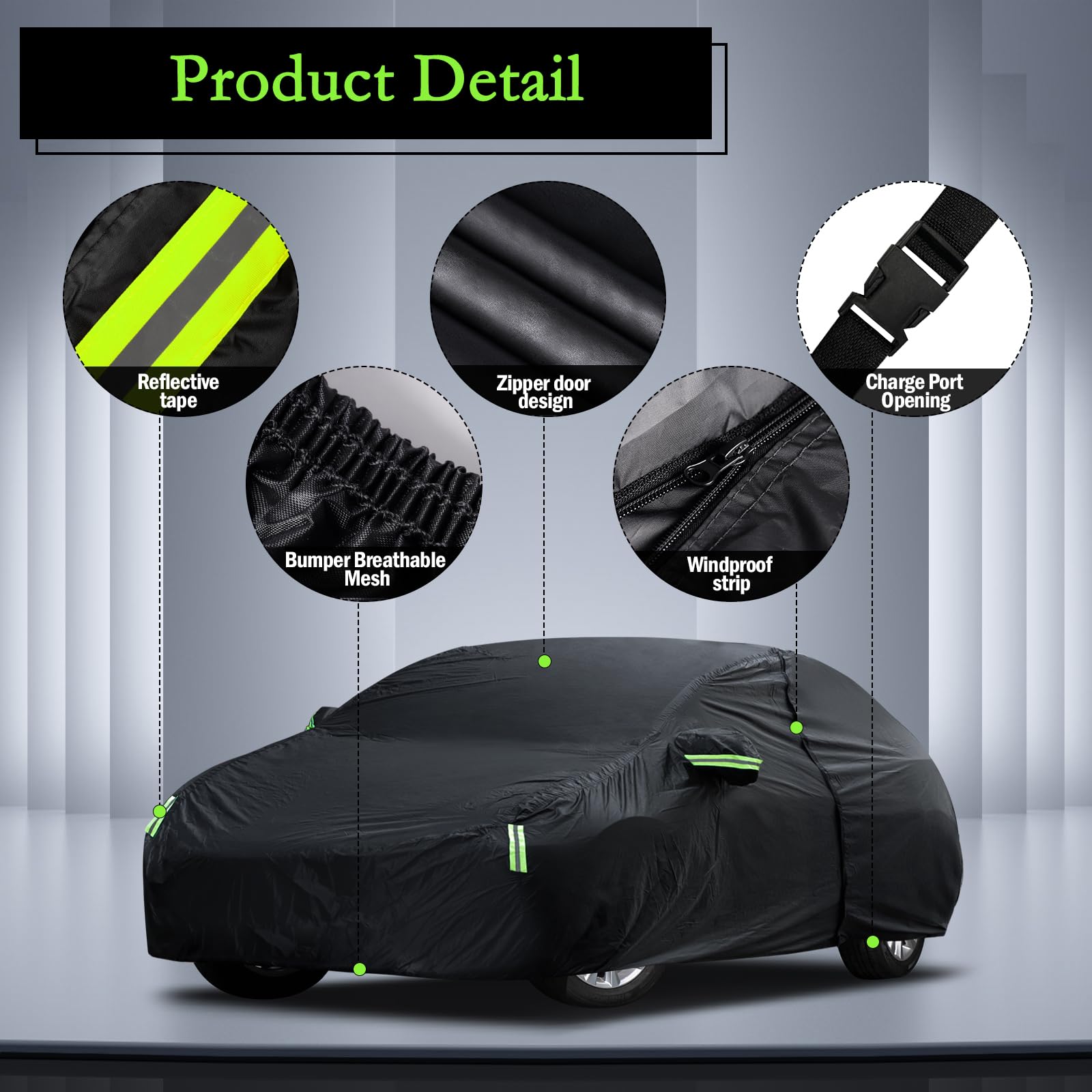Migaven car cover with wind-resistance straps keeps the cover secure in windy conditions.