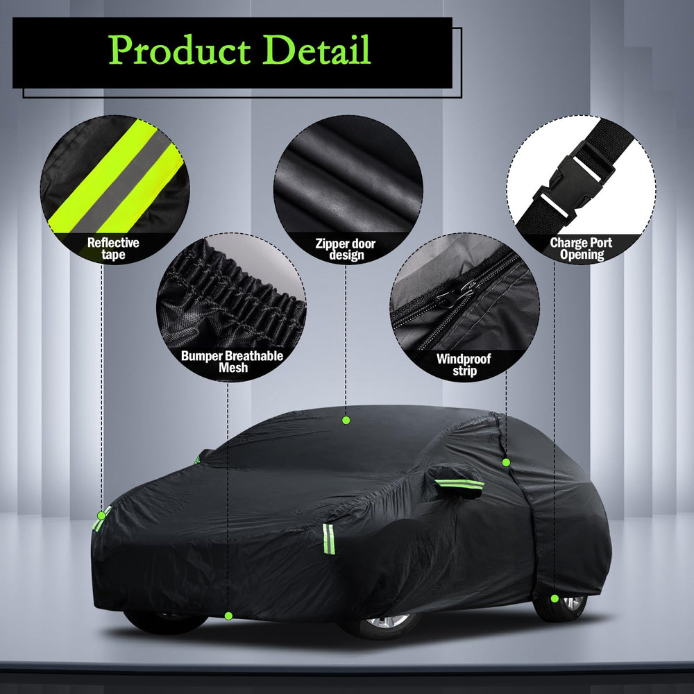 Migaven car cover with wind-resistance straps keeps the cover secure in windy conditions.