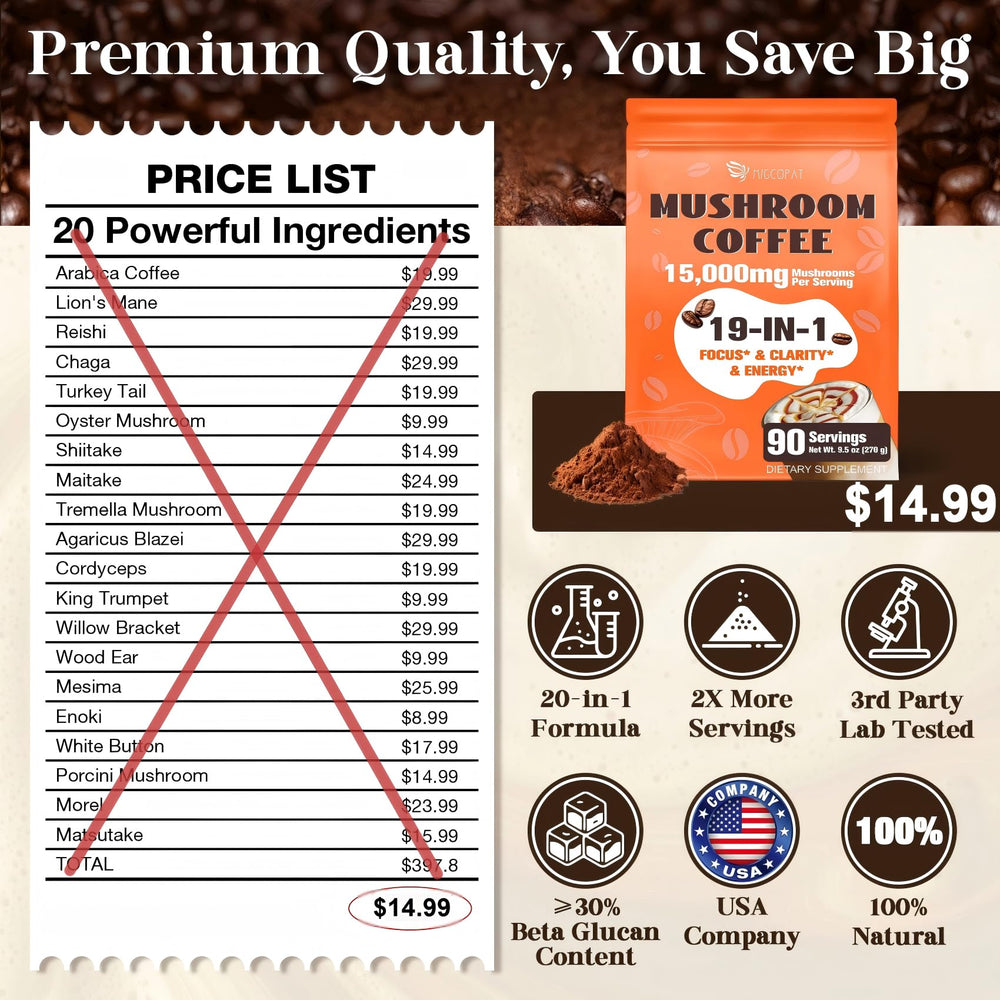 Migcopat scoop measures servings from a nutrient rich coffee blend.