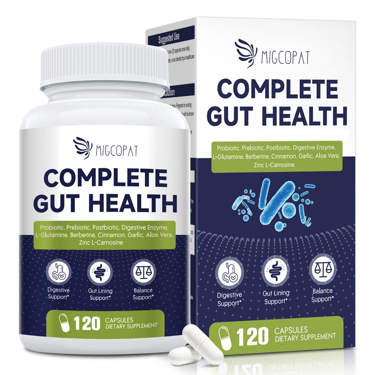 Migcopat 80B CFU probiotic bottle supports daily gut balance