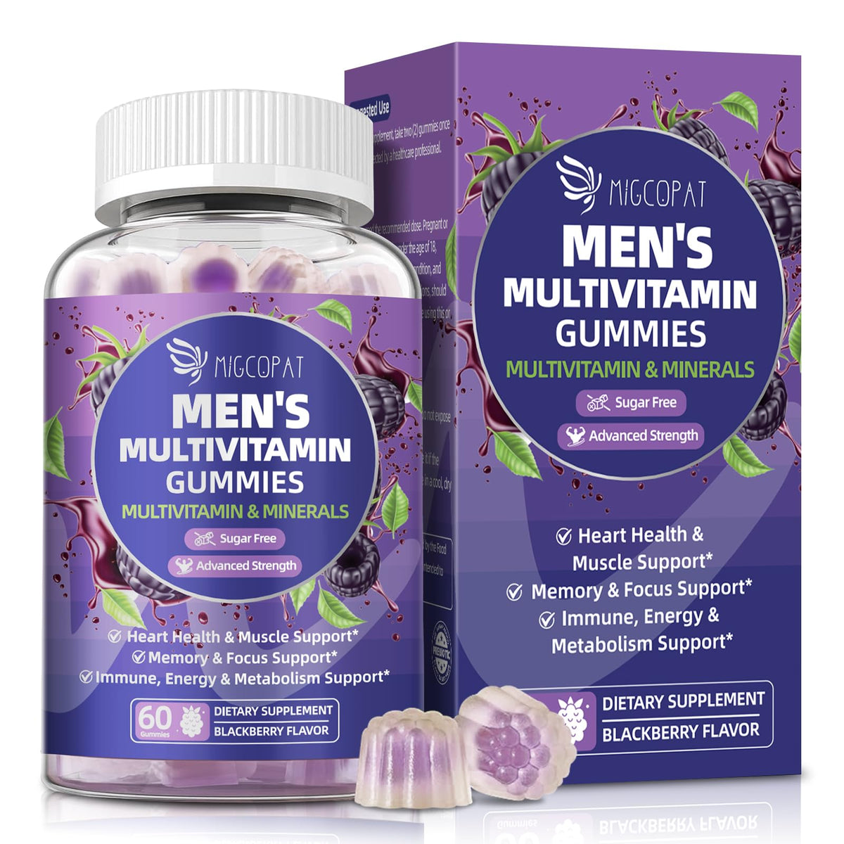 Migcopat men gummies berry bottle for daily wellness.