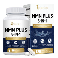 Migcopat NMN bottle front with 120 vegan capsules for daily NAD+ support