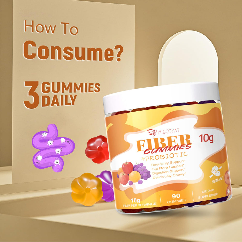 Migcopat gummies on a flat surface show ready to chew no sugar added format.