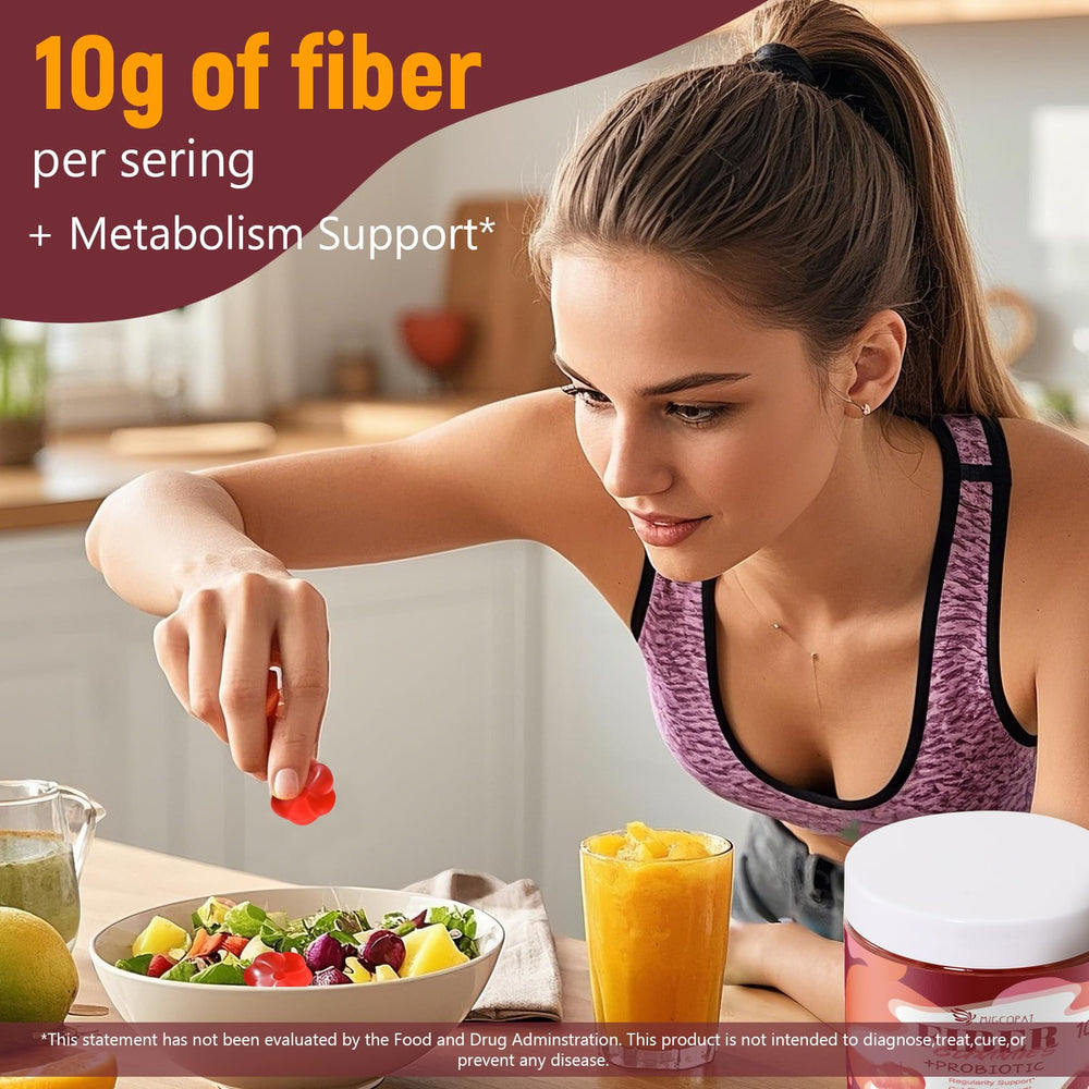Migcopat vitamin C probiotics blend illustration signals immune and gut balance benefits