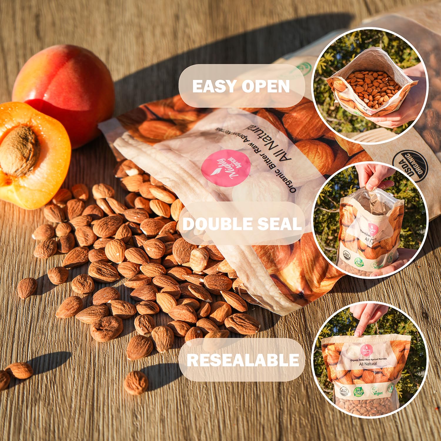 Mighty Apricot kernels with shaker for smoothie use