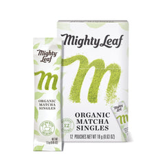 Mighty Leaf Matcha box shows convenient single-serve packets for on-the-go.