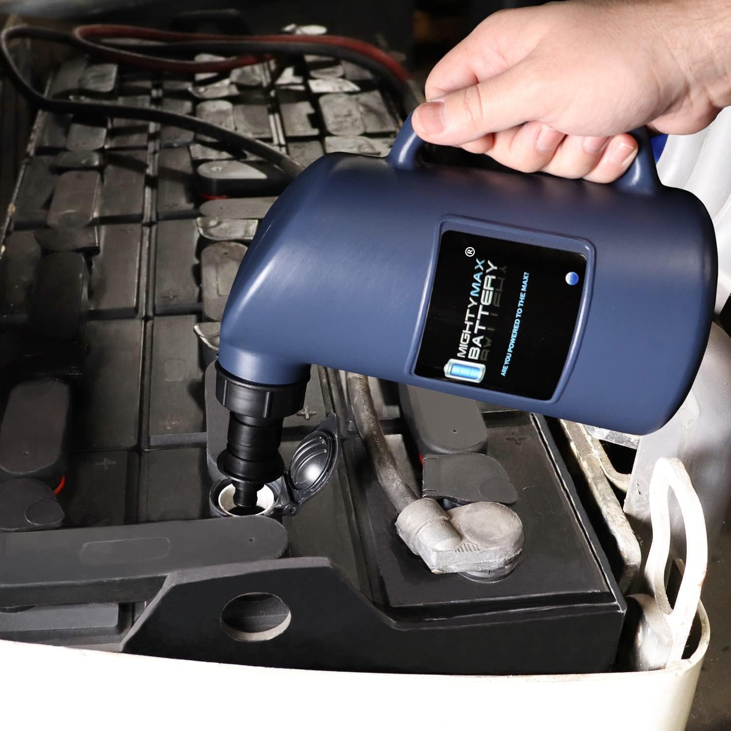 Mighty Max Battery filler helps prevent surface discharge from wet batteries