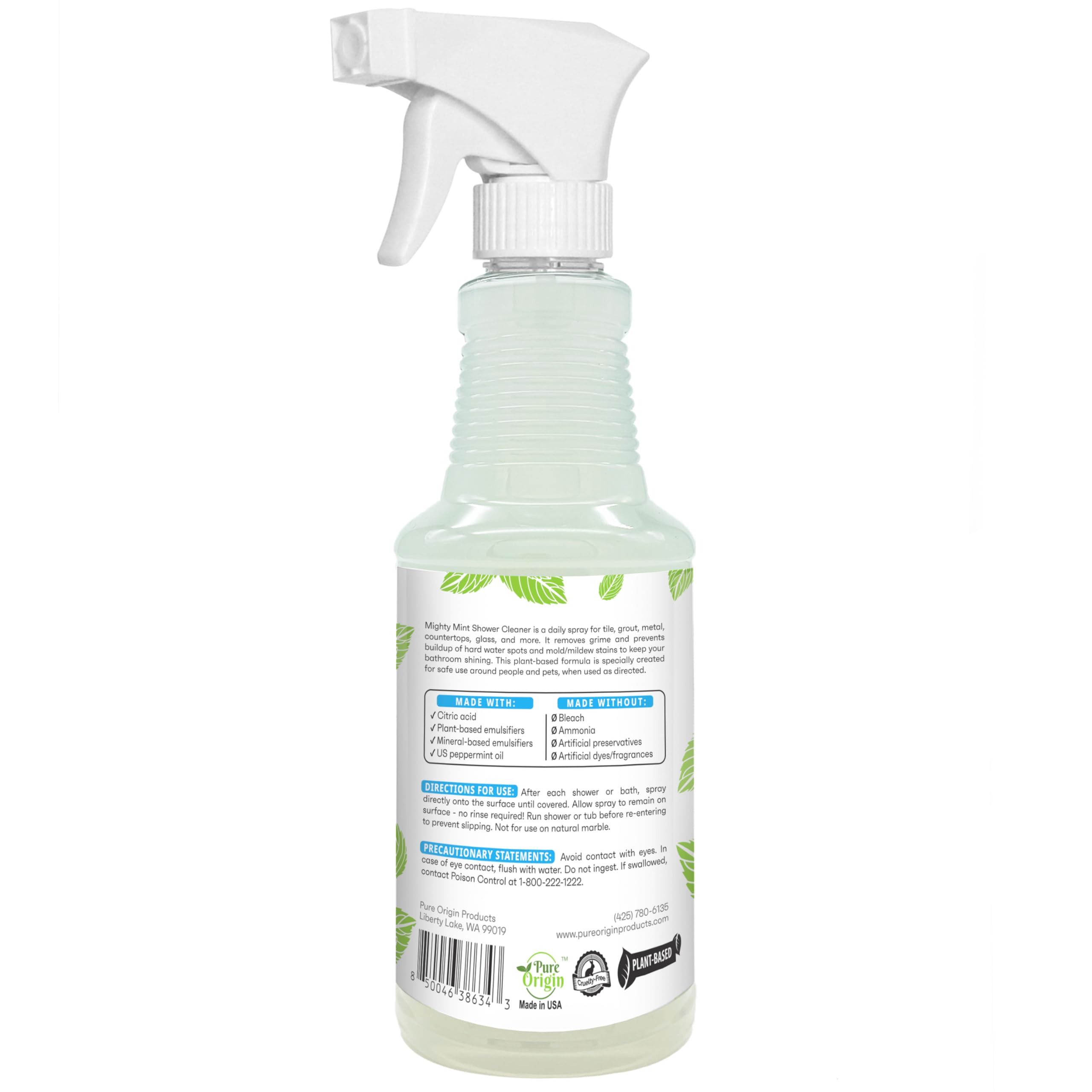 Mighty Mint 16 oz bottle ready for regular shower cleaning
