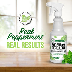 Mighty Mint bottle on kitchen counter ready for quick, targeted pest deterrence.