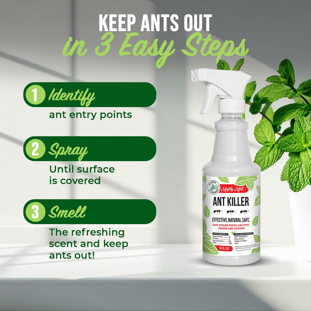 Mighty Mint targets carpenter and sugar ants with plant-based ingredients.