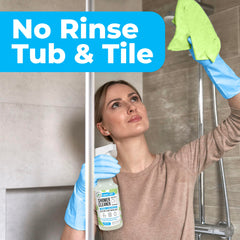 Mighty Mint on glass shower surface demonstrating streak-free shine