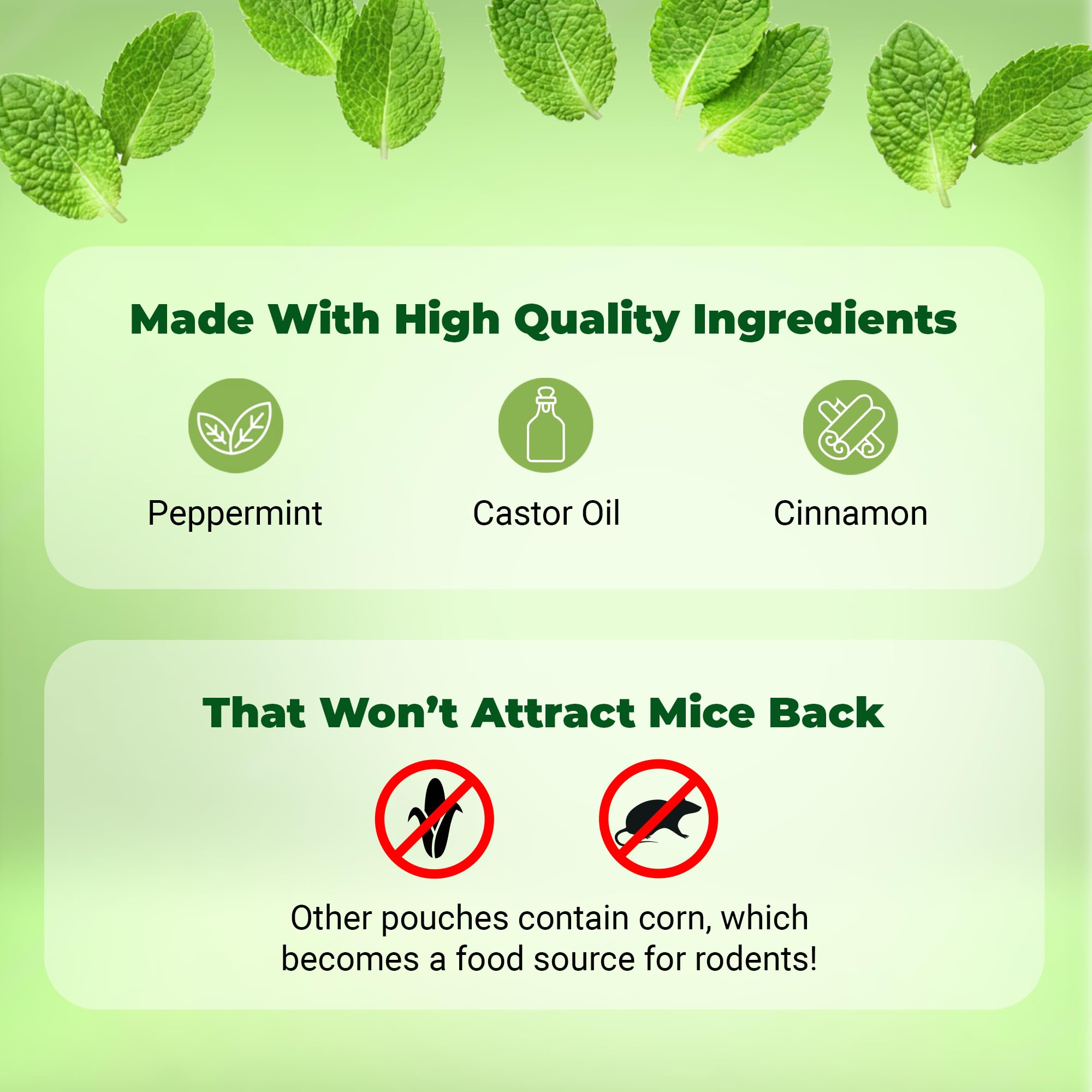 Mighty Mint pouch in basement provides rodent deterrence and freshness