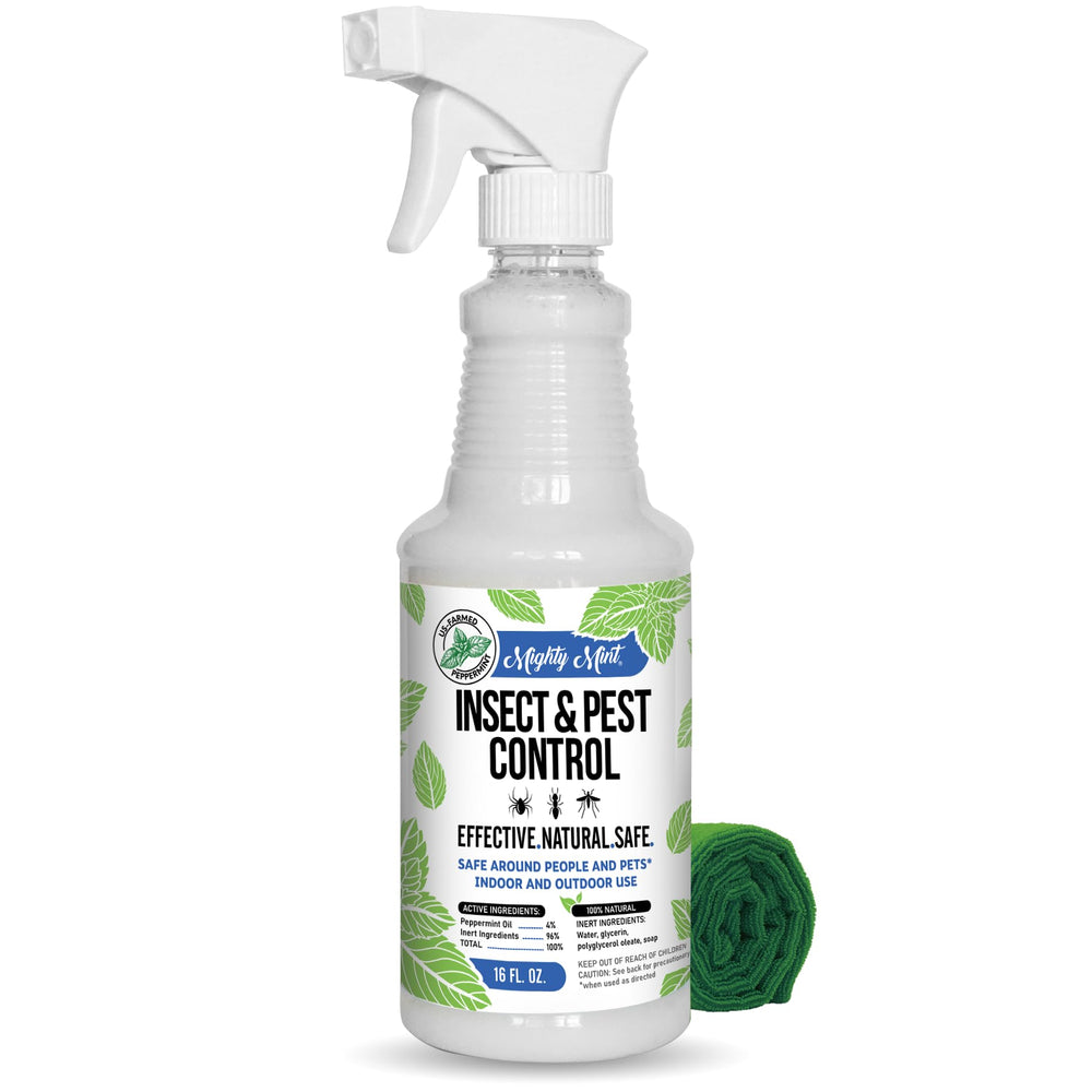 Mighty Mint Peppermint Oil Spray bottle for indoor and outdoor pest control.