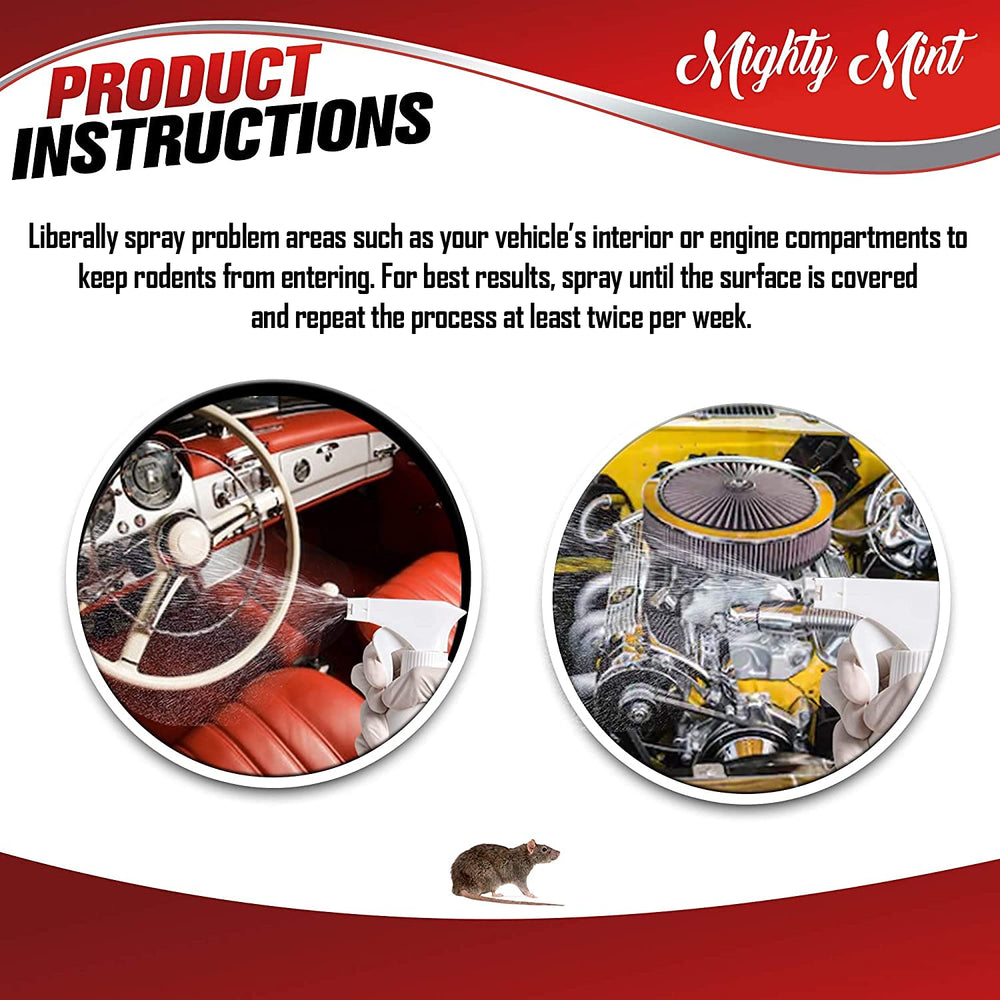 Mighty Mint spray in storage areas helps prevent nesting and chewing.
