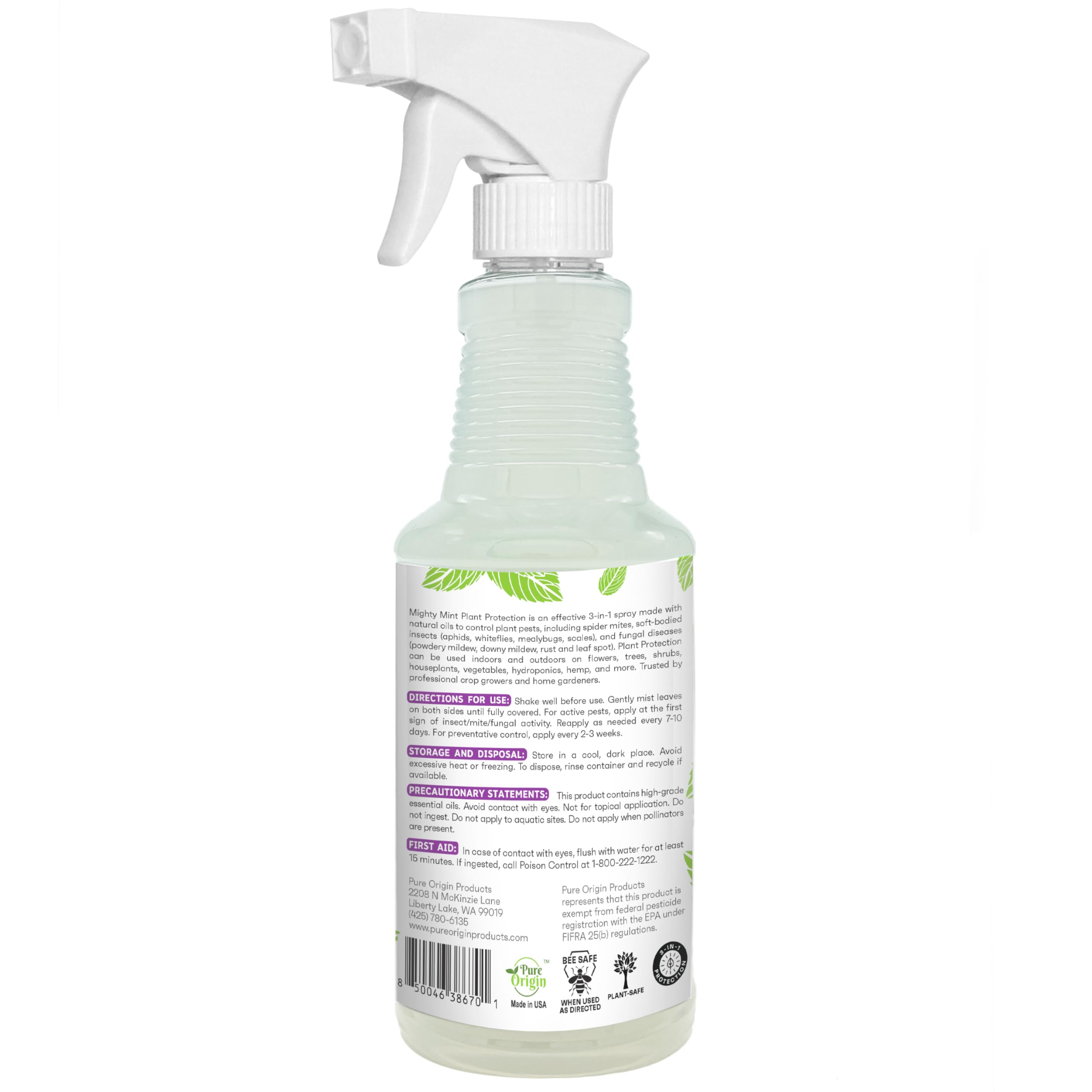 Mighty Mint label emphasizes safe use near people and pets
