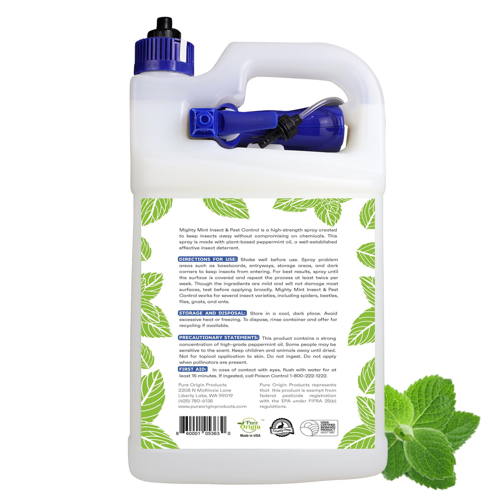 Mighty Mint bottle with pet-friendly usage note, safe around families when used as directed.