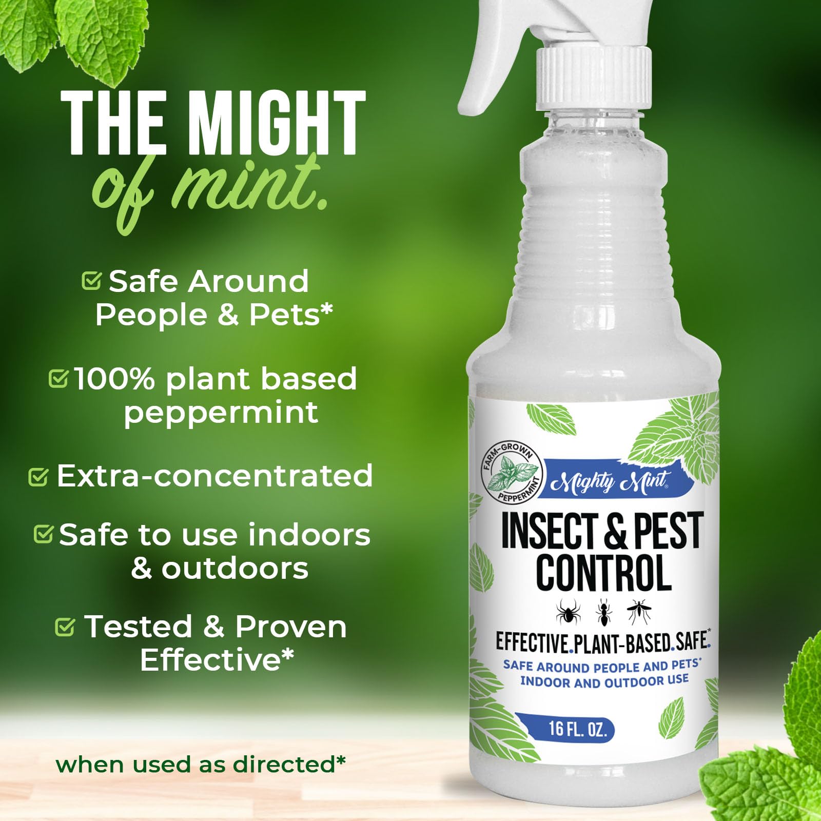Mighty Mint ready to use 16 oz bottle for quick targeted treatments.