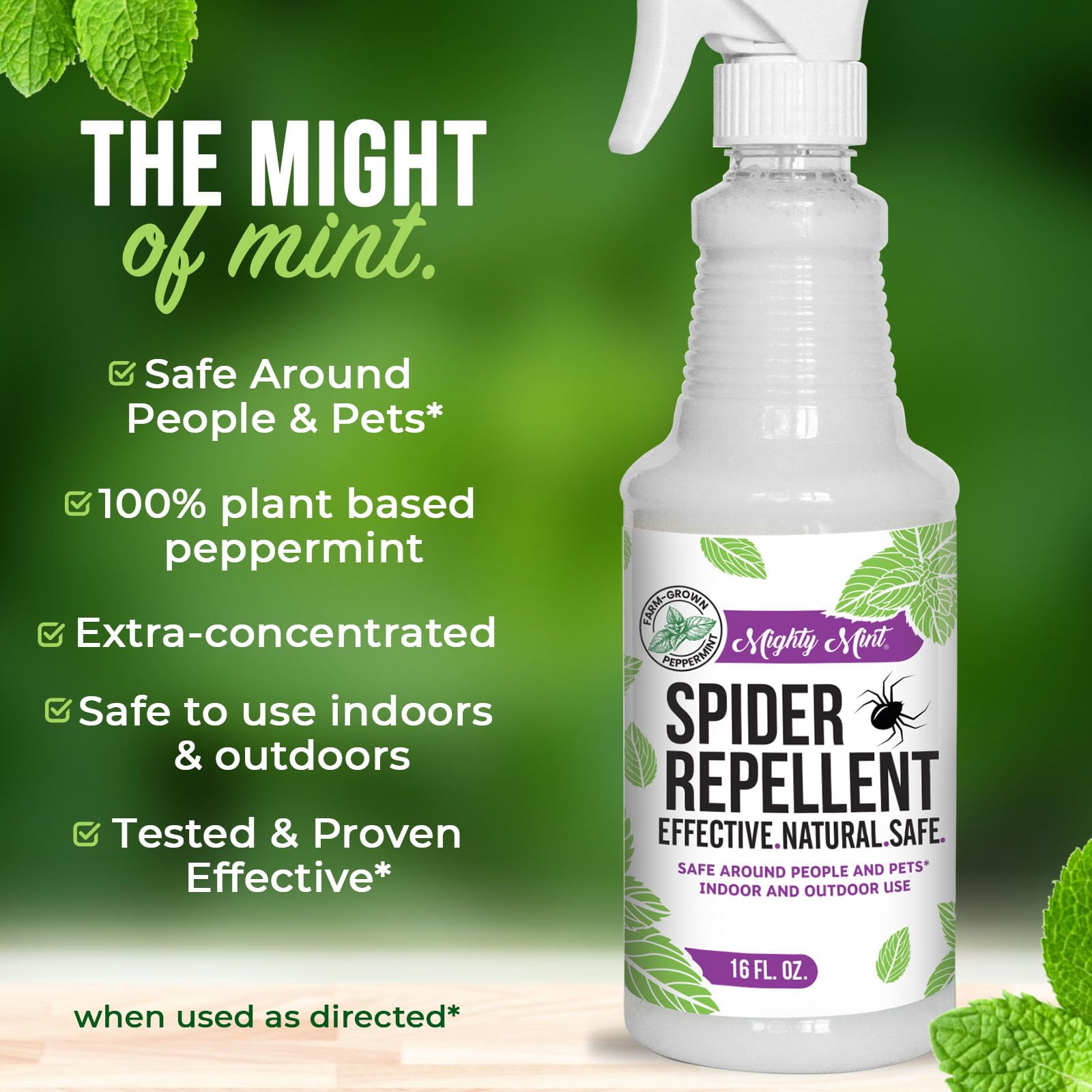 Mighty Mint sixteen-ounce bottle ready-to-use for quick treatment.