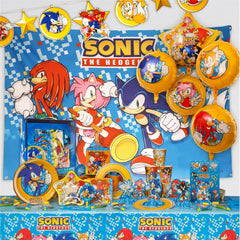 Mighty Mojo Sonic banner 5-foot backdrop provides a bold Sonic-themed photo moment for guests.