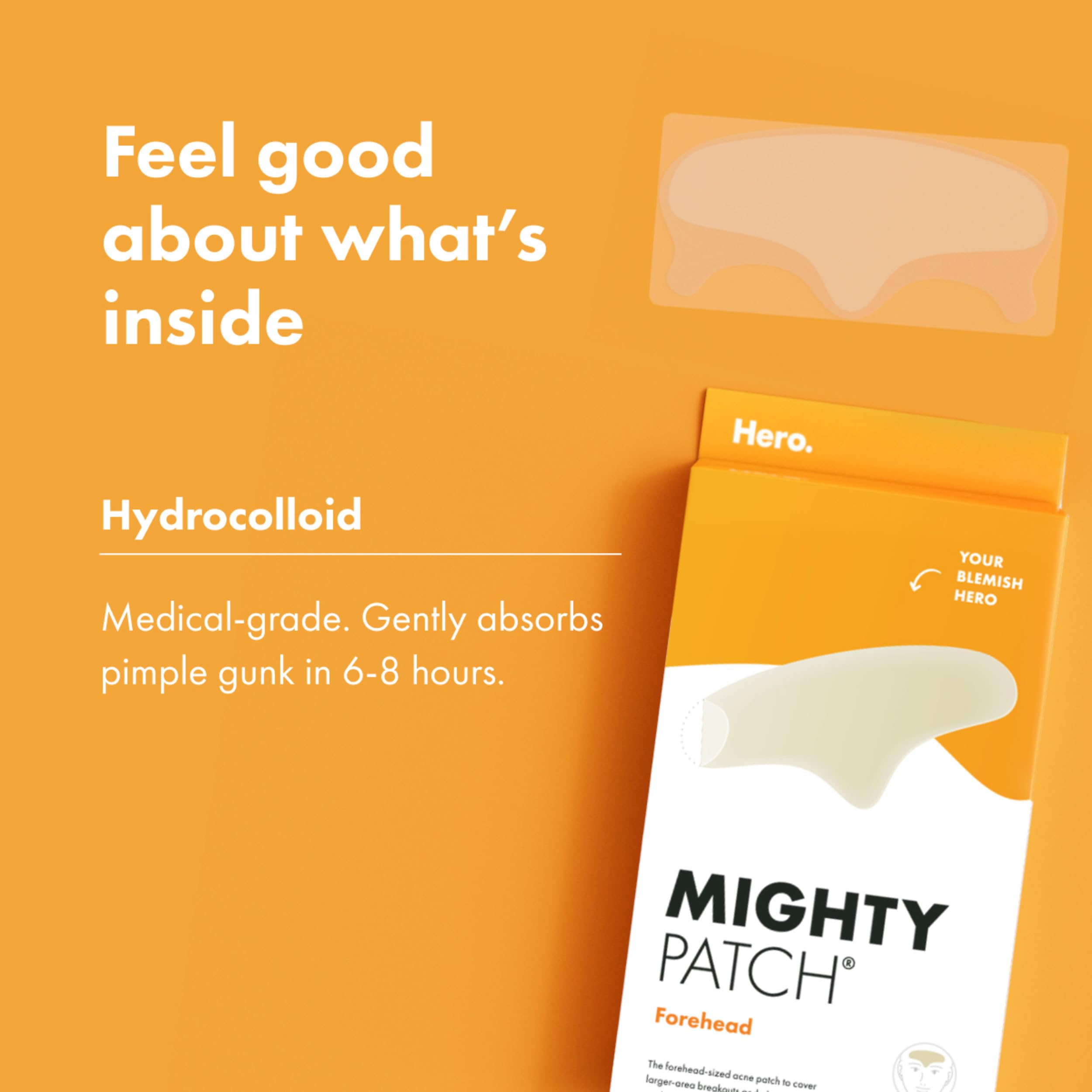 Mighty Patch Forehead works with hydrocolloid technology while you sleep