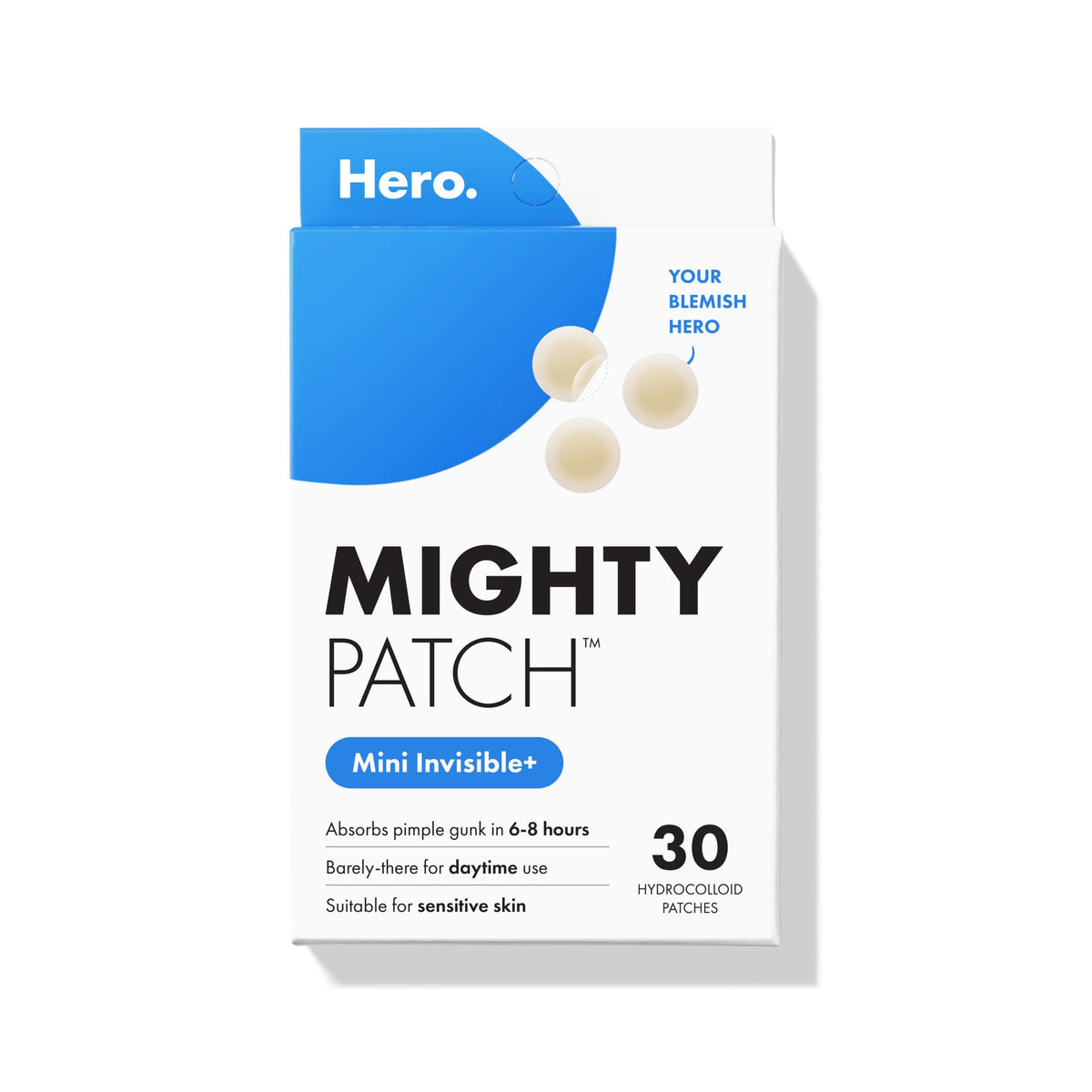 Mighty Patch Mini 10mm patch blends with skin for discreet daytime coverage.