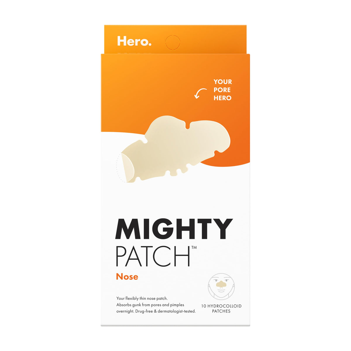 Mighty Patch Nose Patch on the nose; discreet coverage and overnight absorption.