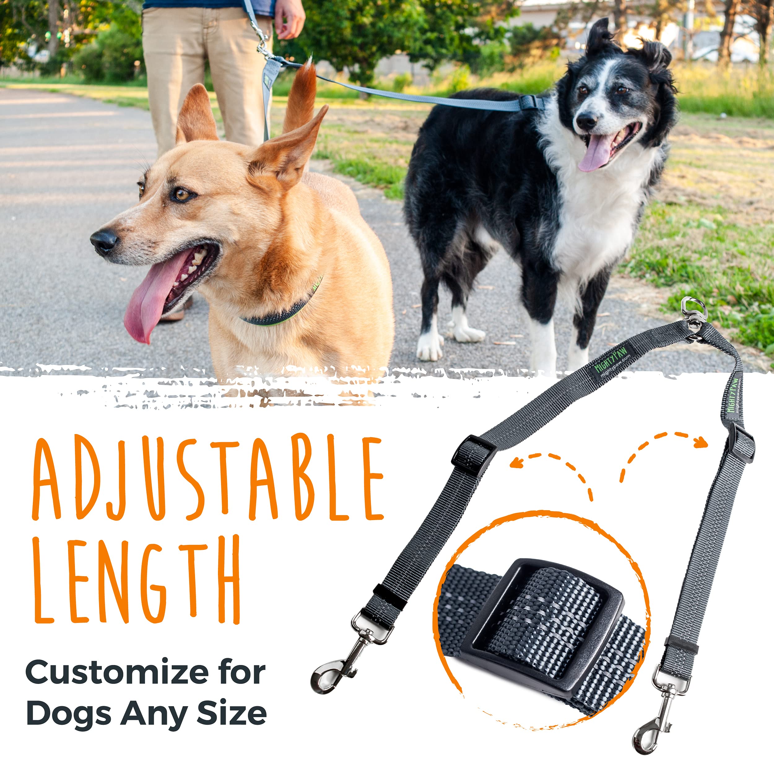 Optional neoprene padded handle for added comfort on Mighty Paw double leash