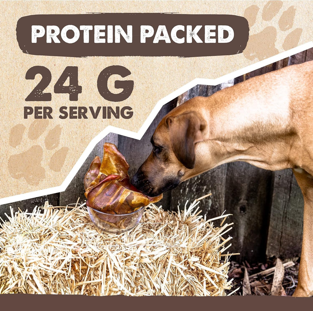 Mighty Paw Half Pig Ears 12-pack packaging showcased for convenient multi-pet households.
