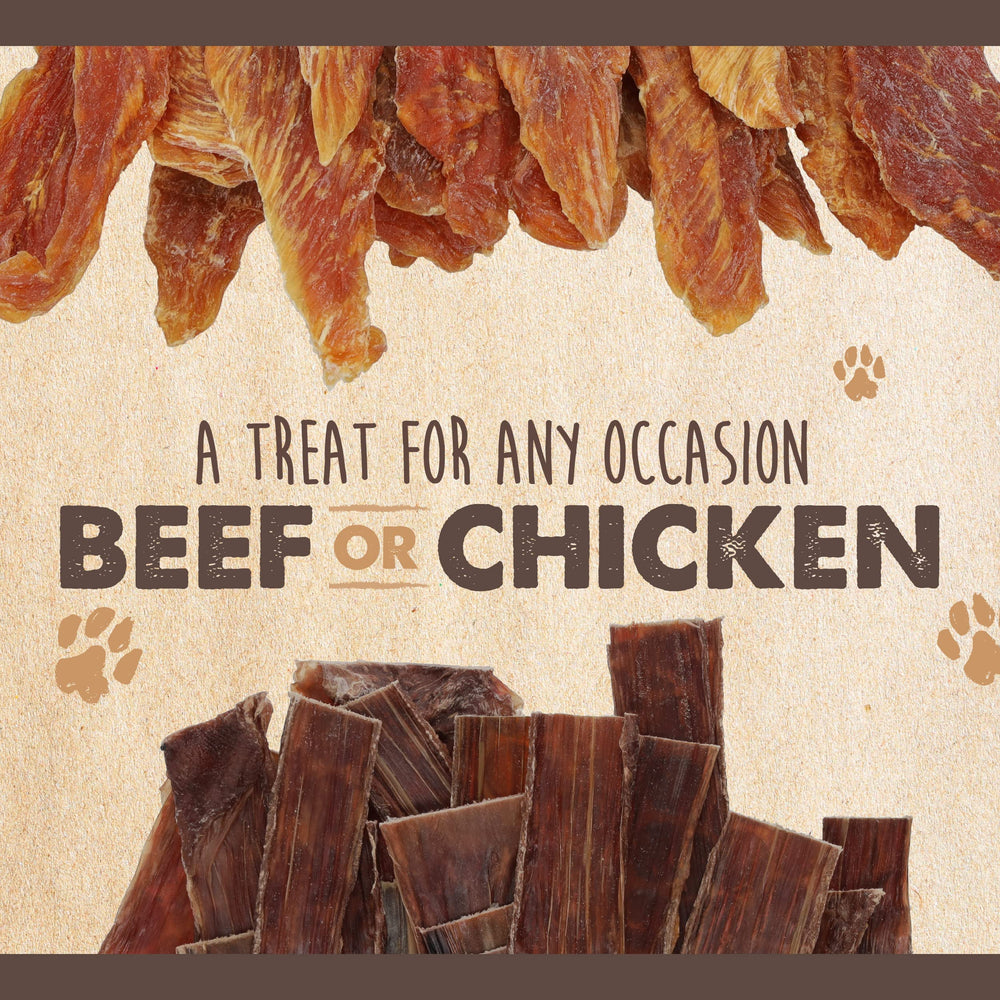 Large dog chews Mighty Paw Naturals beef jerky snack