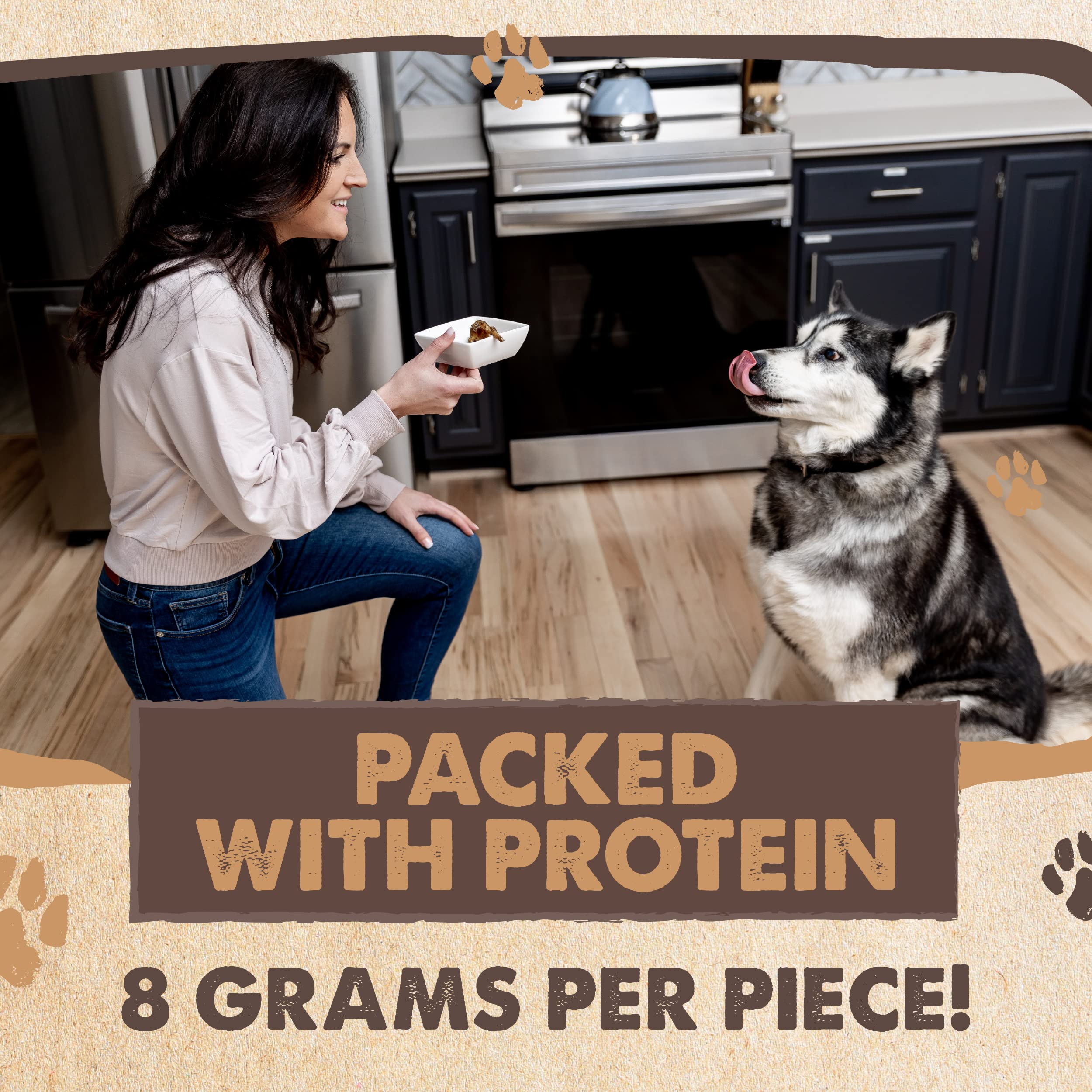 USA-made packaging for Mighty Paw Naturals beef jerky highlights quality