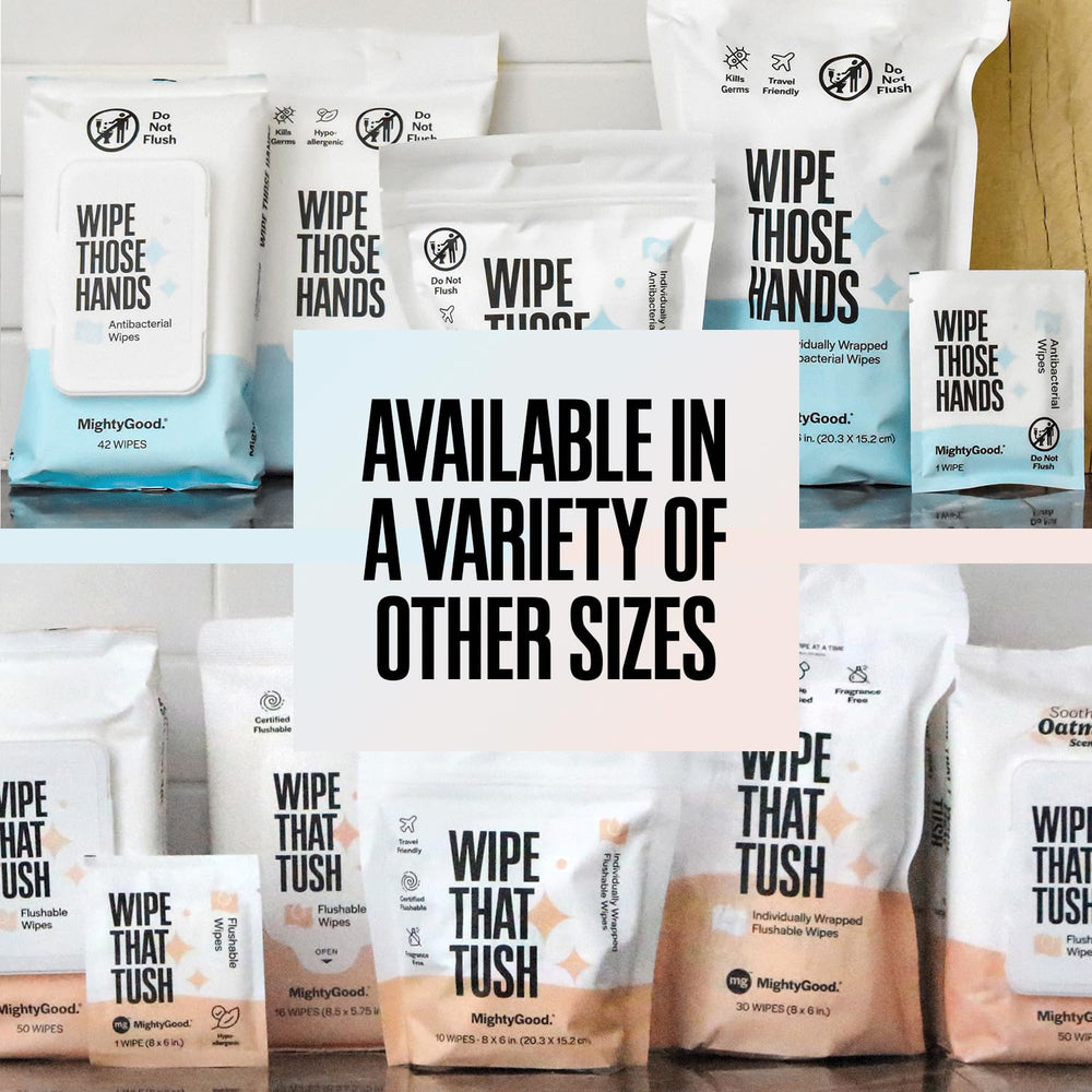 MightyGood Compact wipes for daily errands and travel.