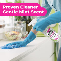 Mighty Mint all purpose cleaner spray action promotes versatile surface cleaning.