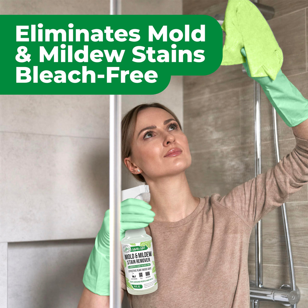 Mighty Mint bathroom-cleaning solution removes hard water marks effectively.