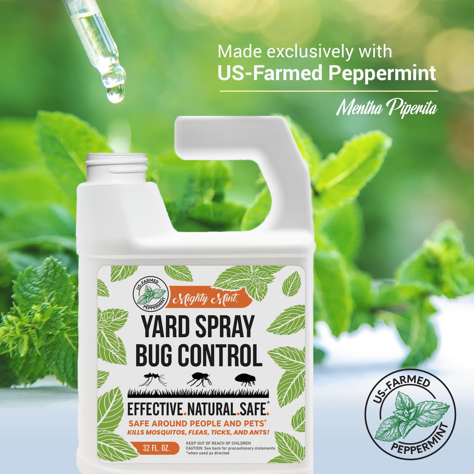 Mighty Mint creates a pest barrier targeting fleas and ticks on lawn.