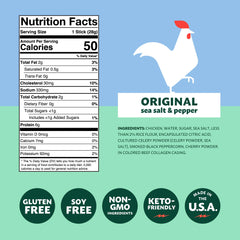 Mighty Spark chicken snack sticks nutrition panel highlights 6g protein per stick.