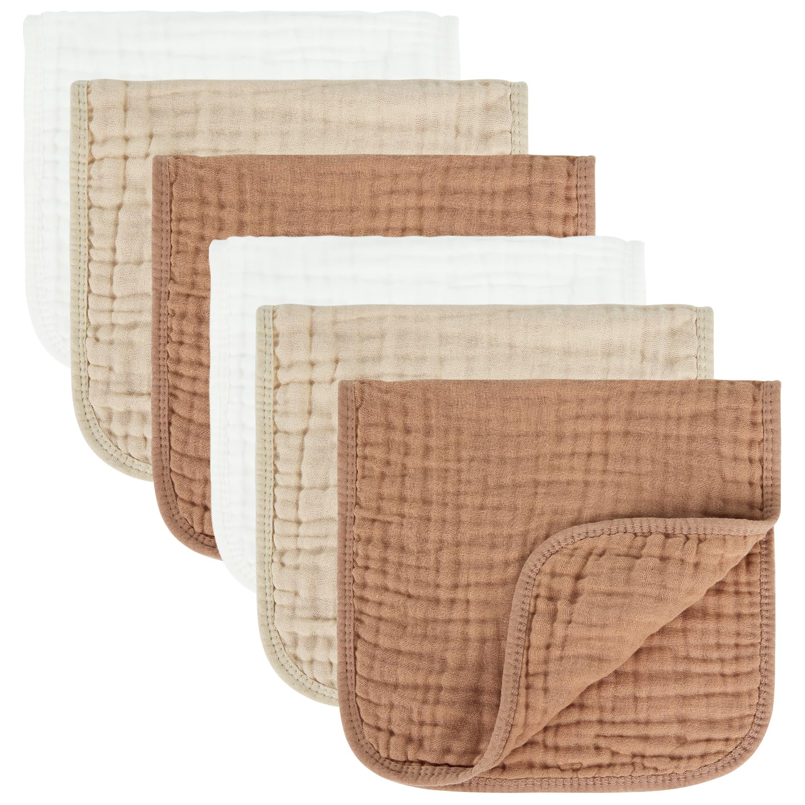 MIGIOL baby burp cloth set in white and coffee, soft and absorbent for daily use