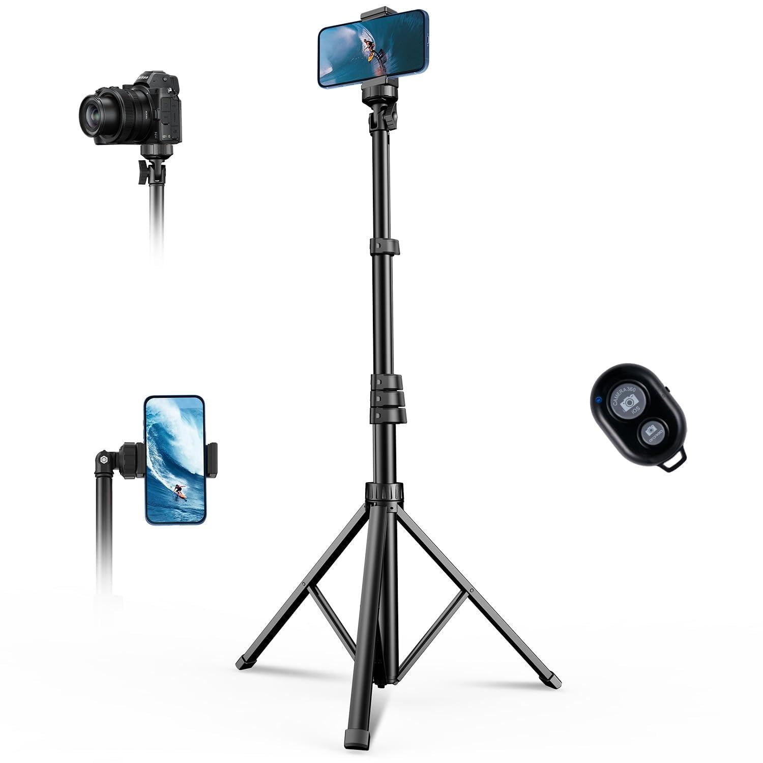 MIIASI 67-inch extendable tripod base with stable feet for steady shots.