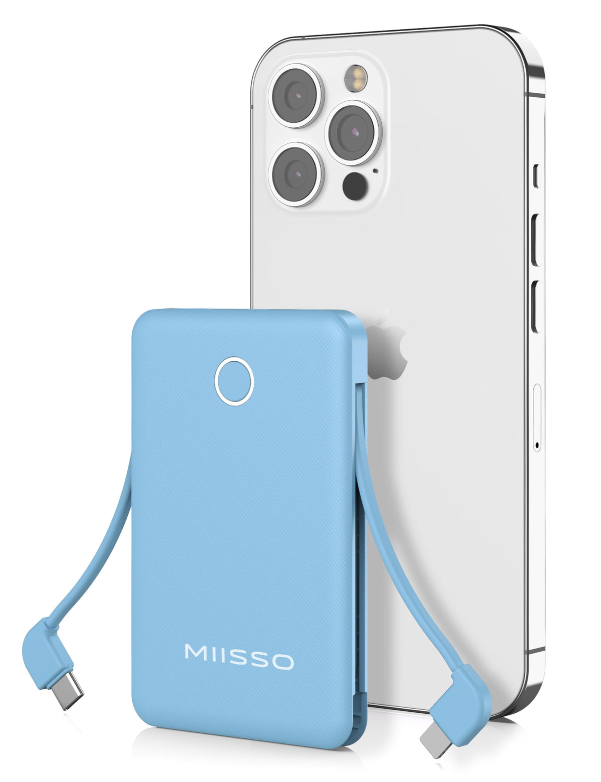 miisso 6000mAh ultra slim power bank with built-in cables for convenient charging on the go