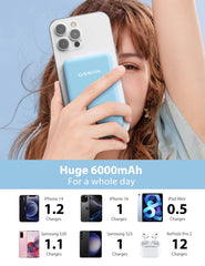 miisso blue power bank with three outputs for multi-device charging