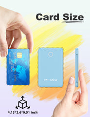 miisso card-size blue power bank with built-in cables and pocket-friendly design