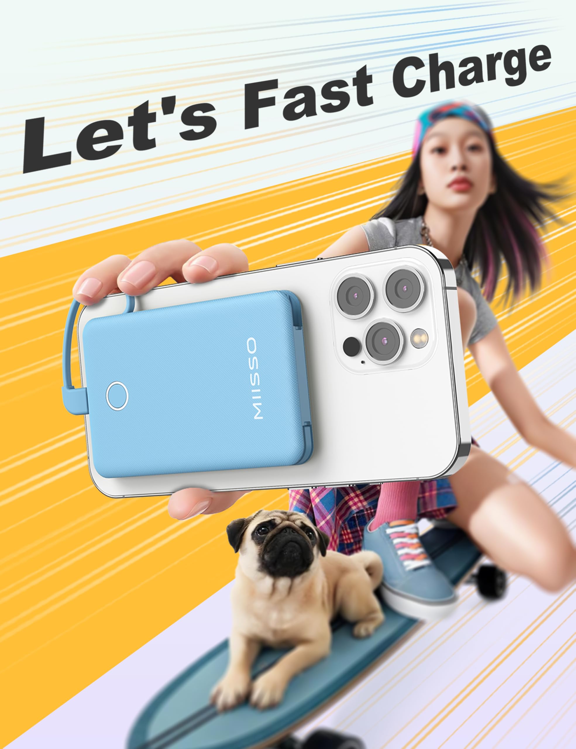 miisso compact external battery blue designed for travel and everyday carry
