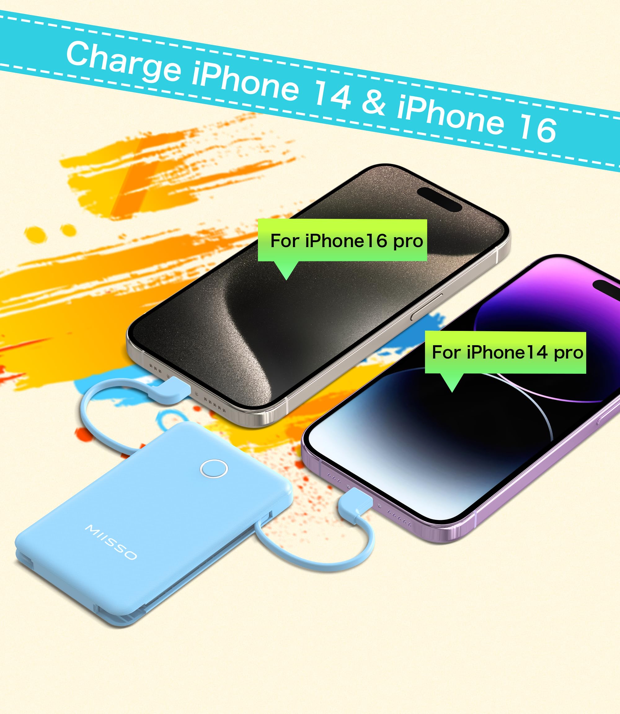 miisso iphone-compatible blue power bank suitable for iPhone and more