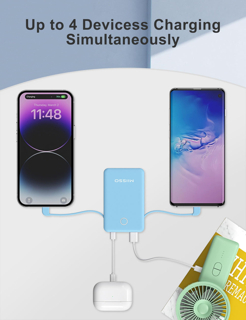 miisso travel-friendly blue power bank ideal for commuting and daily use