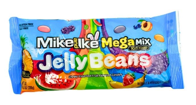 MIKE AND IKE Mega Mix Jelly Beans - colorful assortment for snacking and sharing.