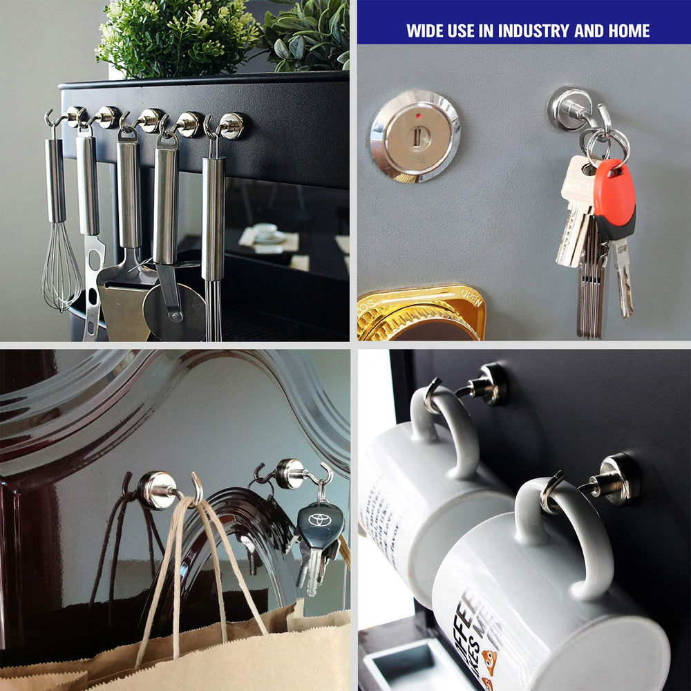 MIKEDE magnet hooks reflect a shiny, rust-free surface in kitchen.