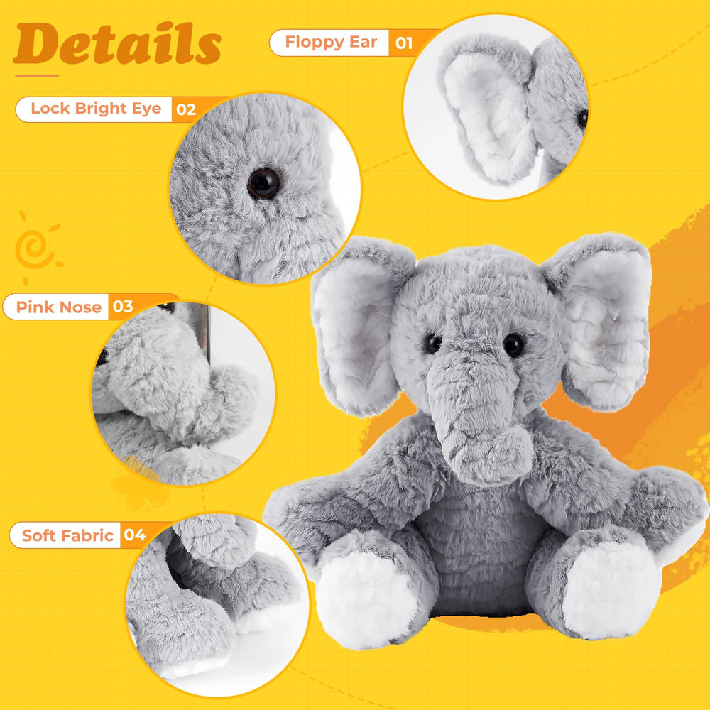 Mikee Fluffie Elephant being hugged, ideal for bedtime and comfort.