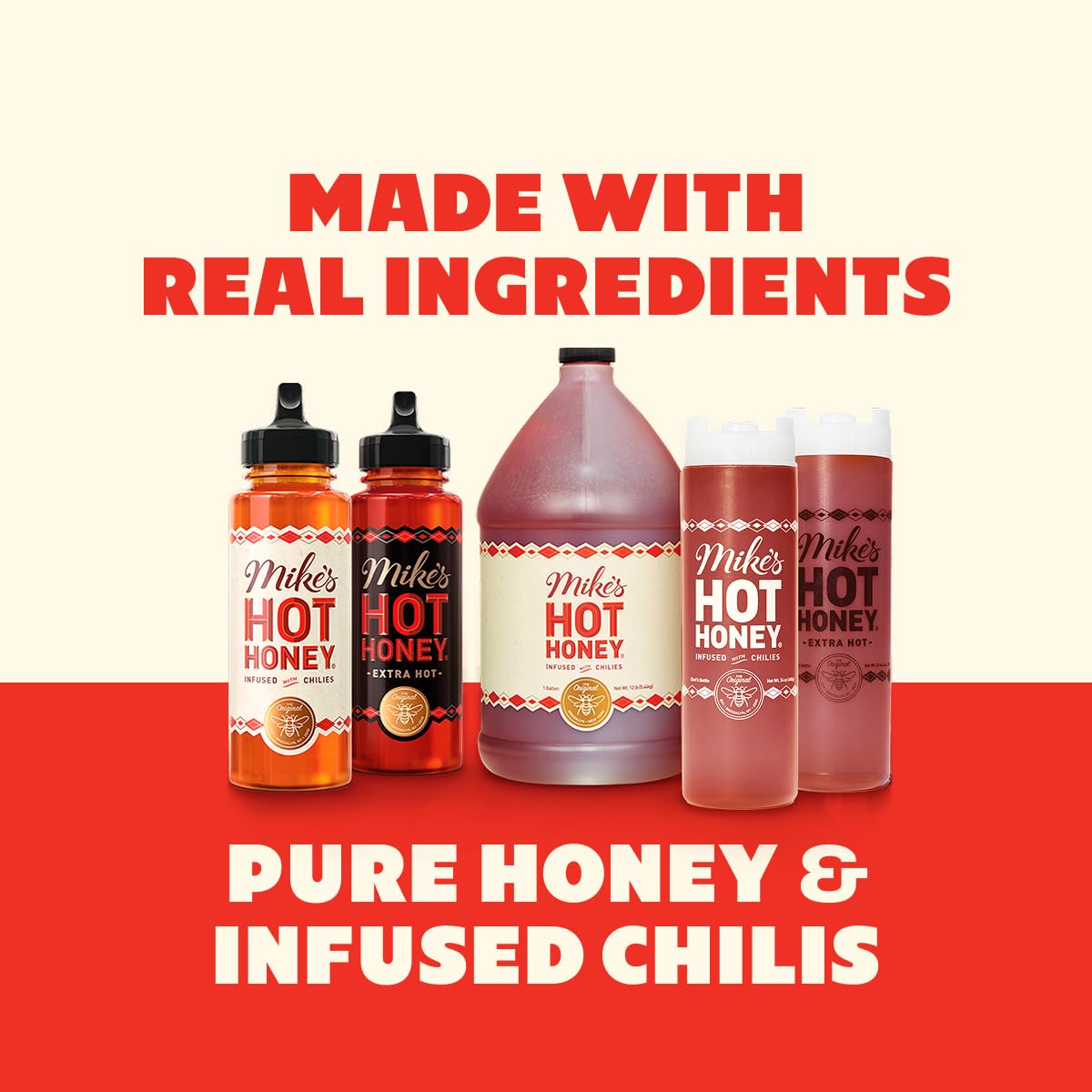 Ice cream dessert drizzled with Mike's Hot Honey for a playful contrast.
