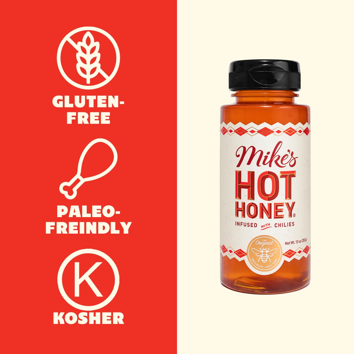 Pizza topped with Mike's Hot Honey for a sweet-heat finish.