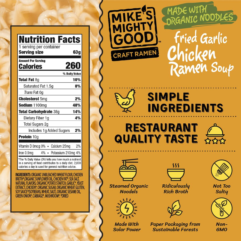 Mike's Mighty Good organic noodles on a clean ramen base