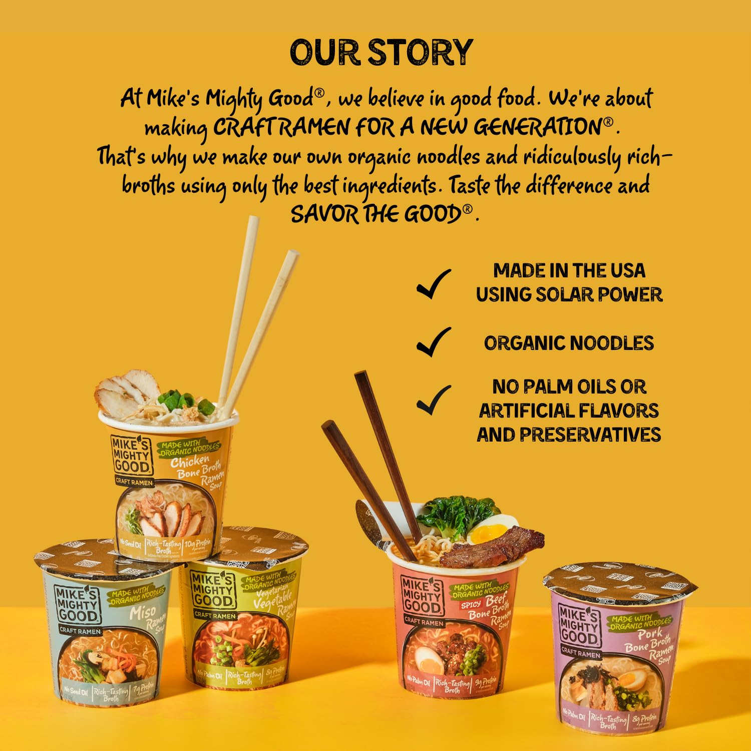 Mike's Mighty Good pack of 6 ramen cups for quick, tasty meals